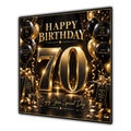 70th Birthday Card Black Gold Balloons
