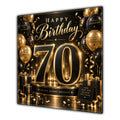 70th Birthday Card Black Gold Balloons