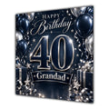 Grandad 40th Birthday Card Navy Silver Balloons