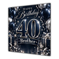 Brother 40th Birthday Card Navy Silver Balloons