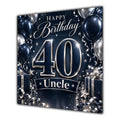 Uncle 40th Birthday Card Navy Silver Balloons