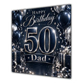 Dad 50th Birthday Card Navy Silver Balloons