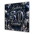 Grandad 50th Birthday Card Navy Silver Balloons