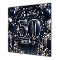 Brother 50th Birthday Card Navy Silver Balloons