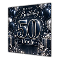 Uncle 50th Birthday Card Navy Silver Balloons