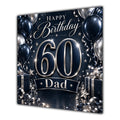 Dad 60th Birthday Card Navy Silver Balloons