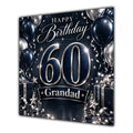 Grandad 60th Birthday Card Navy Silver Balloons