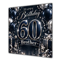 Brother 60th Birthday Card Navy Silver Balloons