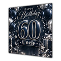 Uncle 60th Birthday Card Navy Silver Balloons