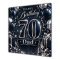Dad 70th Birthday Card Navy Silver Balloons