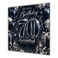 Grandad 70th Birthday Card Navy Silver Balloons