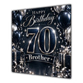 Brother 70th Birthday Card Navy Silver Balloons