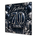 Uncle 70th Birthday Card Navy Silver Balloons