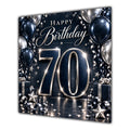 70th Birthday Card Navy Silver Balloons