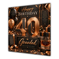 Grandad 40th Birthday Card Copper Black Balloons Whisky