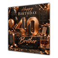 Brother 40th Birthday Card Copper Black Balloons Whisky