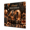 40th Birthday Card Copper Black Balloons Whisky