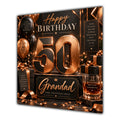 Grandad 50th Birthday Card Copper Black Balloons Whisky