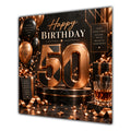 50th Birthday Card Copper Black Balloons Whisky