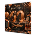 Brother 60th Birthday Card Copper Black Balloons Whisky