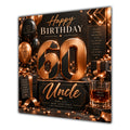 Uncle 60th Birthday Card Copper Black Balloons Whisky