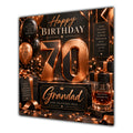 Grandad 70th Birthday Card Copper Black Balloons Whisky