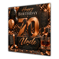 Uncle 70th Birthday Card Copper Black Balloons Whisky