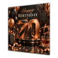 70th Birthday Card Copper Black Balloons Whisky