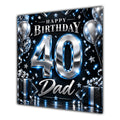 Dad 40th Birthday Card Blue Silver Effect Number Stars