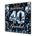 Grandad 40th Birthday Card Blue Silver Effect Number Stars