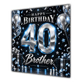 Brother 40th Birthday Card Blue Silver Effect Number Stars