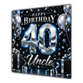 Uncle 40th Birthday Card Blue Silver Effect Number Stars