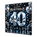 40th Birthday Card Blue Silver Effect Number Stars