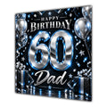 Dad 60th Birthday Card Blue Silver Effect Number Stars
