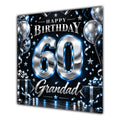 Grandad 60th Birthday Card Blue Silver Effect Number Stars