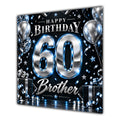 Brother 60th Birthday Card Blue Silver Effect Number Stars