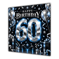 60th Birthday Card Blue Silver Effect Number Stars