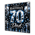 Dad 70th Birthday Card Blue Silver Effect Number Stars
