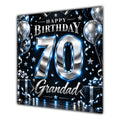 Grandad 70th Birthday Card Blue Silver Effect Number Stars