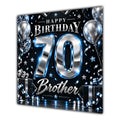 Brother 70th Birthday Card Blue Silver Effect Number Stars