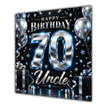 Uncle 70th Birthday Card Blue Silver Effect Number Stars