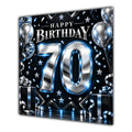 70th Birthday Card Blue Silver Effect Number Stars