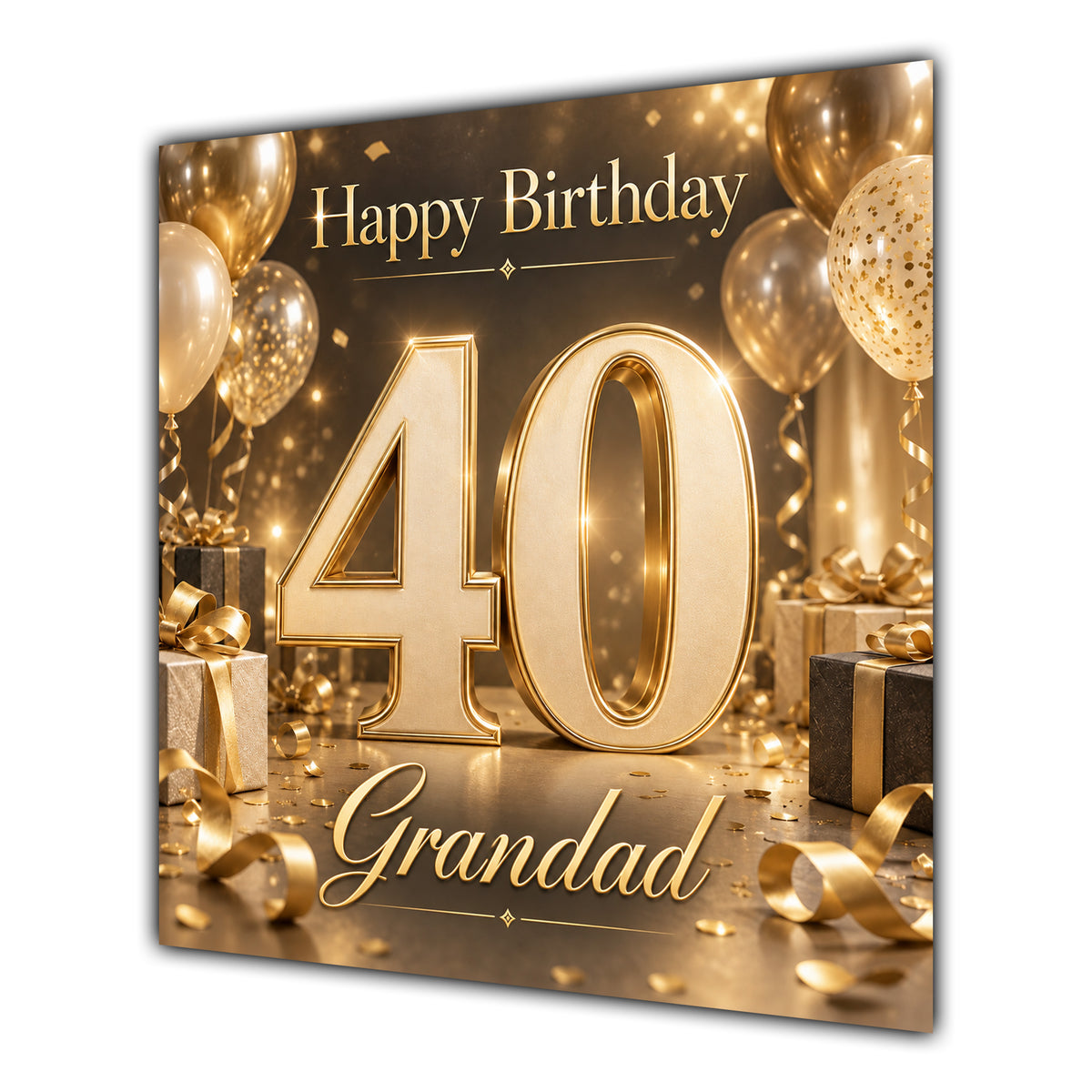 Grandad 40th Birthday Card Champagne Gold Balloons