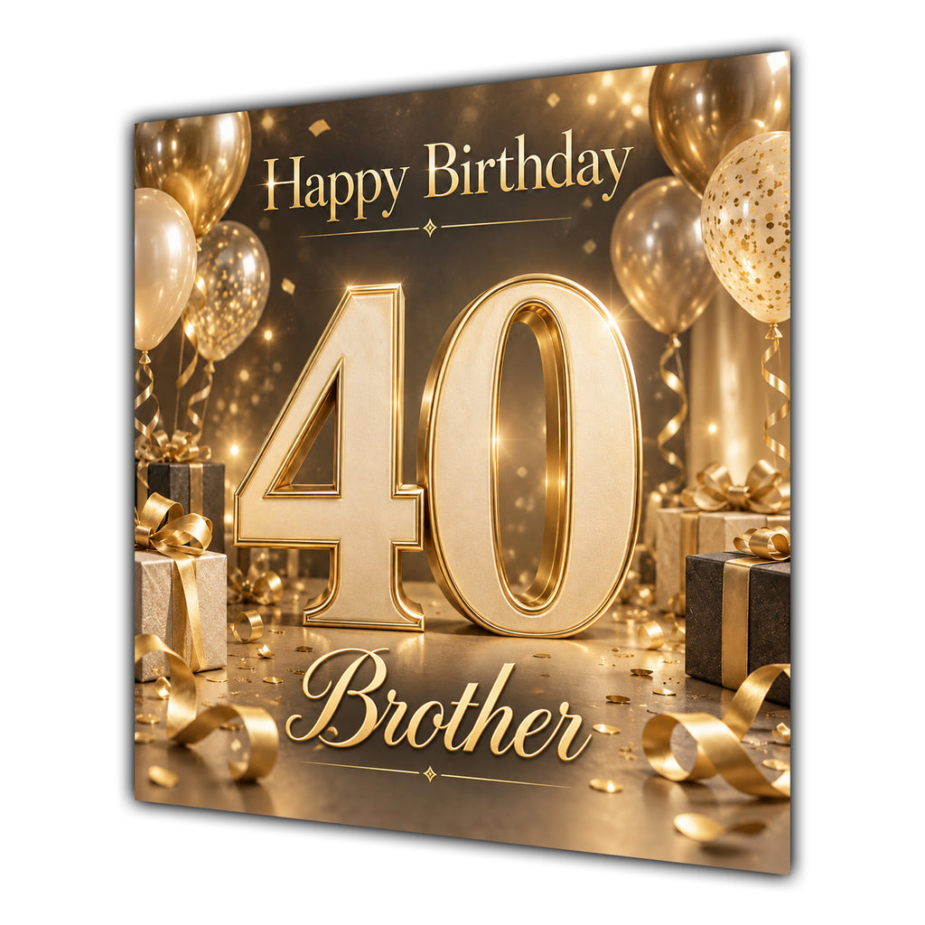 Brother 40th Birthday Card Champagne Gold Balloons