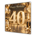 40th Birthday Card Champagne Gold Balloons