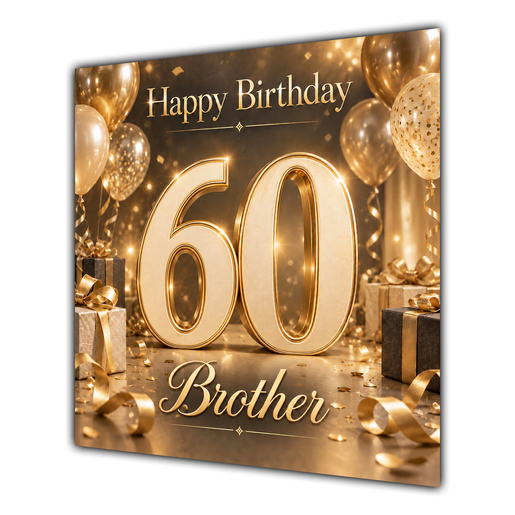 Brother 60th Birthday Card Champagne Gold Balloons