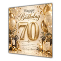 70th Birthday Card Champagne Gold Balloons