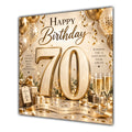 70th Birthday Card Champagne Gold Balloons