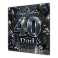 Dad 40th Birthday Card Black Silver Balloons Stars