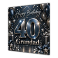 Grandad 40th Birthday Card Black Silver Balloons Stars